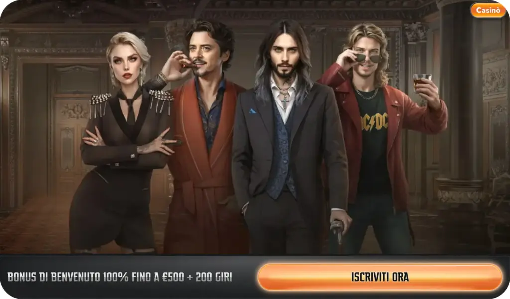 Banner bonus benvenuto Gransino casino 100% fino a €500 più 200 giri gratuiti