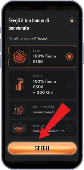 Selezione bonus Gransino sport o casino