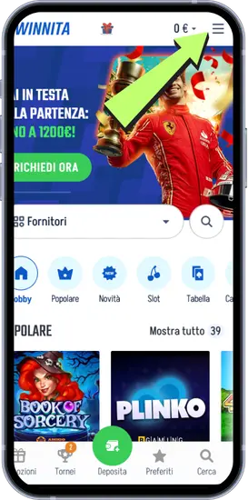 Schermata iniziale con i giochi più popolari