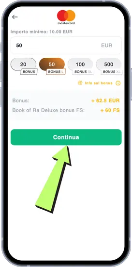 Deposito 50 €: +62.5 € bonus + 60 FS Book of Ra Deluxe