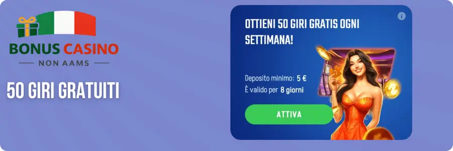 50 giri gratuiti Winnita ogni settimana - ragazza vestito arancione con moneta dorata