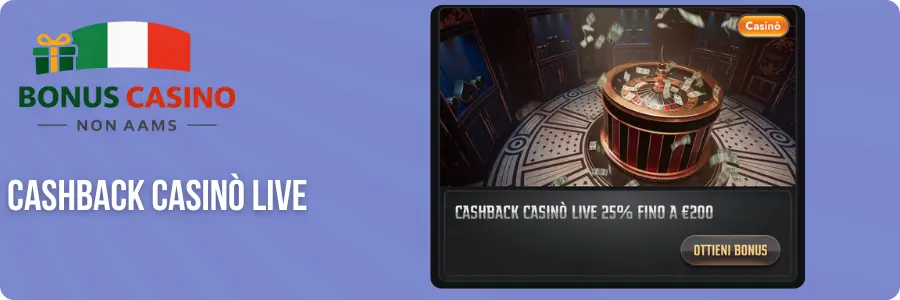 Cashback Casinò Live Casinolab - roulette tavolo bronzo con cashback 25% fino a 200 euro