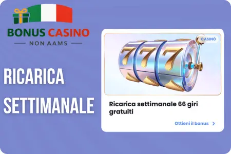 Ricarica settimanale Casinolab bonus - slot machine 777 con 66 giri gratuiti settimanali